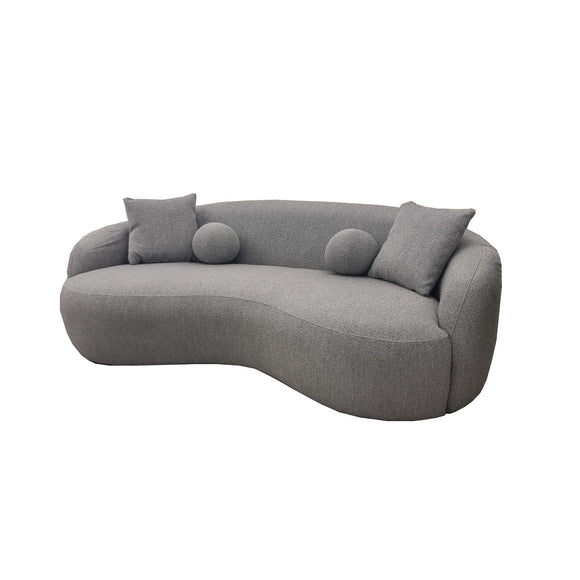 Curved Boucle Teddy Fabric Wave Sofa -Grey Boucle - Estelle Decor