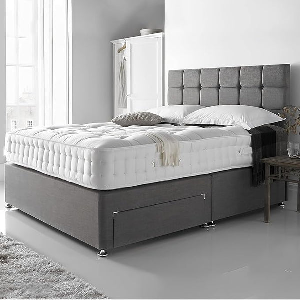 Divan Bed optional drawers Plush Velvet and Fabric Floor standing headboard