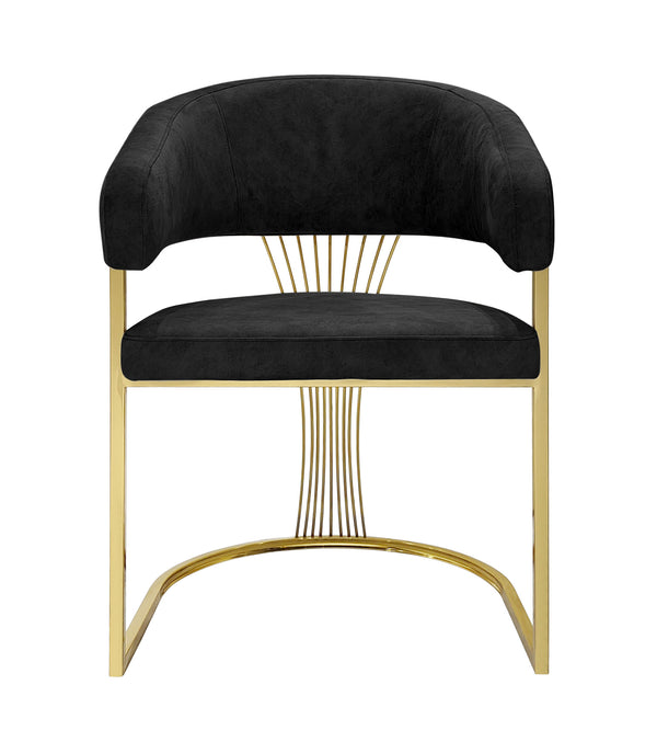 Prado Black and Cream Velvet Dining Chair Gold base