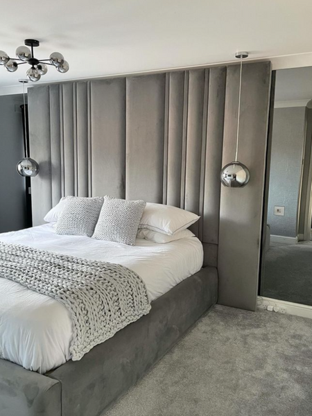 Extra tall headboard queen bed deals