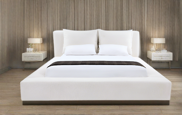 Ambassador Teddy Boucle Luxury Fabric Platform Bed-Estelle decor
