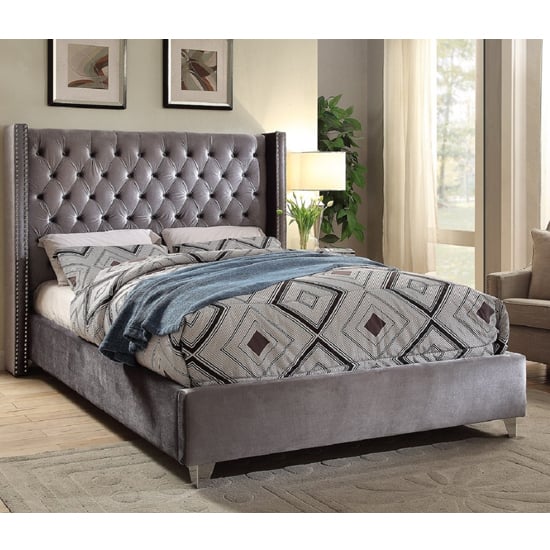 Admiral Thick Wing Back Studded Nail Detail Bed Frame - Estelle Decor