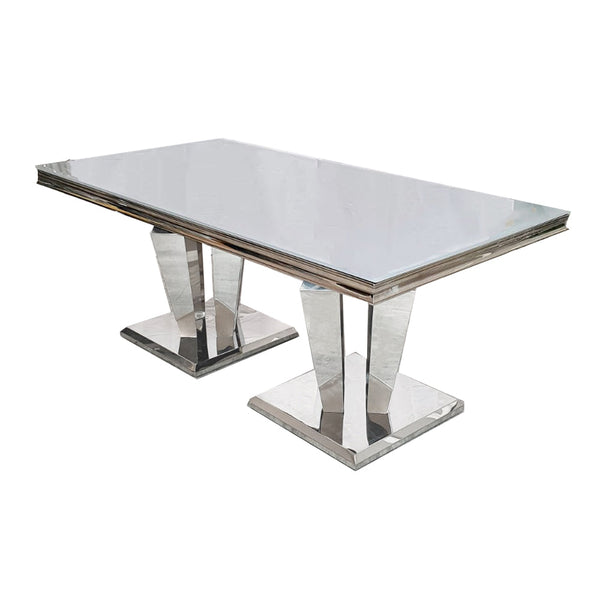 Athena 1.8mt  Marble Dining Table Silver base