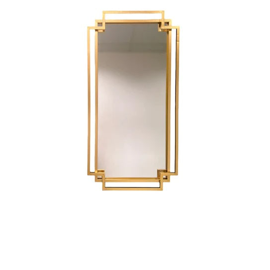 Geo Gold Brass  Art Deco Style Rectangle Mirror - Estelle Decor