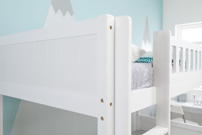 Louis Wooden Bunk Bed in White and Grey - Estelle Decor