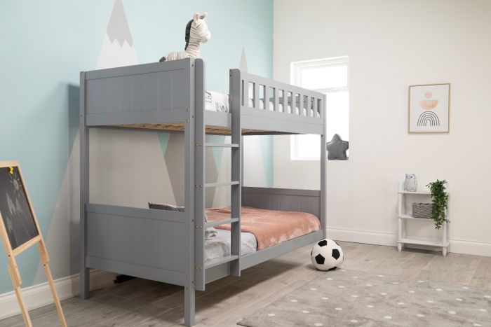 Louis Wooden Bunk Bed in White and Grey - Estelle Decor