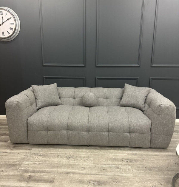 Boucle Teddy Fabric 3 Seater Bubble Sofa Grey Boucle - Estelle Decor