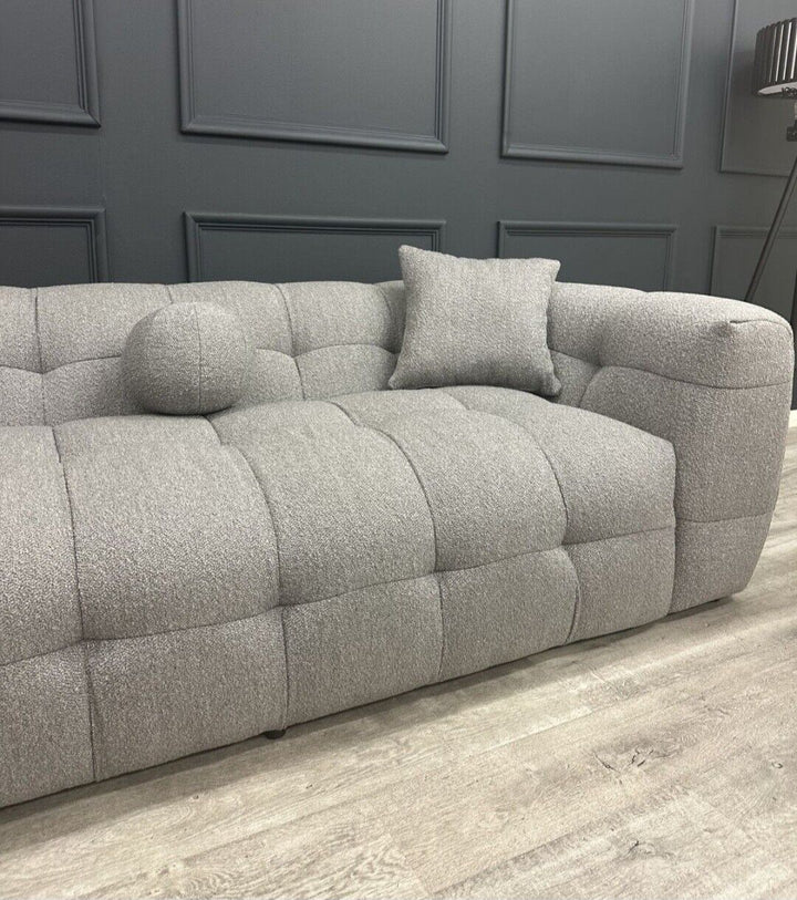 Boucle Teddy Fabric 3 Seater Bubble Sofa Grey Boucle - Estelle Decor