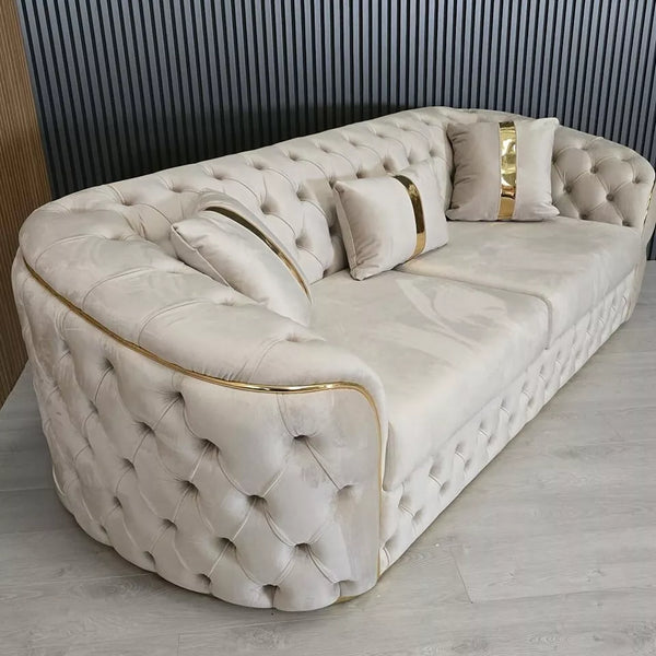 Ambassador Sofa Chesterfield Toronto Gold Trim Fabric