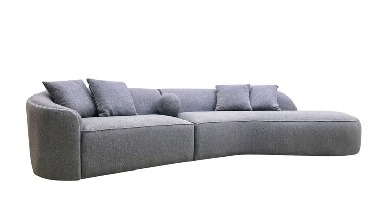 Curved Corner Boucle 6 seater Teddy fabric Sofa in Grey - Estelle Decor