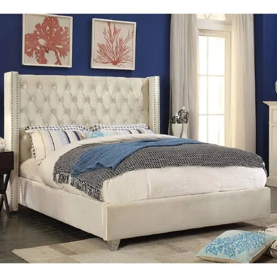 Admiral Thick Wing Back Studded Nail Detail Bed Frame - Estelle Decor