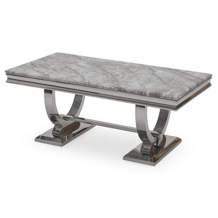 Arriana Marble Top Dining table with Circular Metal Stands - Estelle Decor