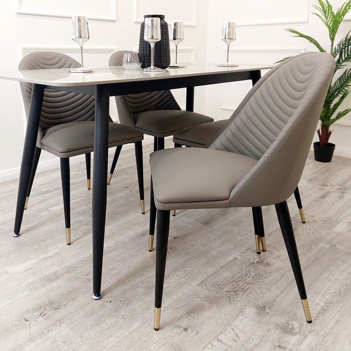 Alba Leather Dining Chair Grey, Tan and Khaki - Estelle Decor