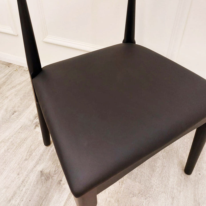 Elsa Wooden Wishbone Chair with Matt Black Seat - Estelle Decor