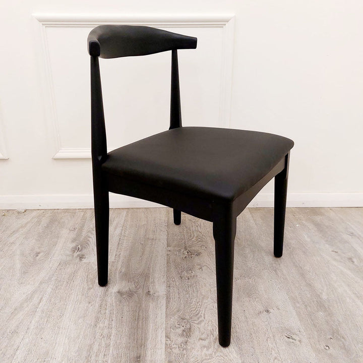 Elsa Wooden Wishbone Chair with Matt Black Seat - Estelle Decor