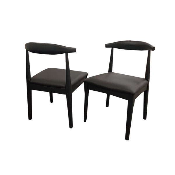 Elsa Wooden Wishbone Chair with Matt Black Seat - Estelle Decor