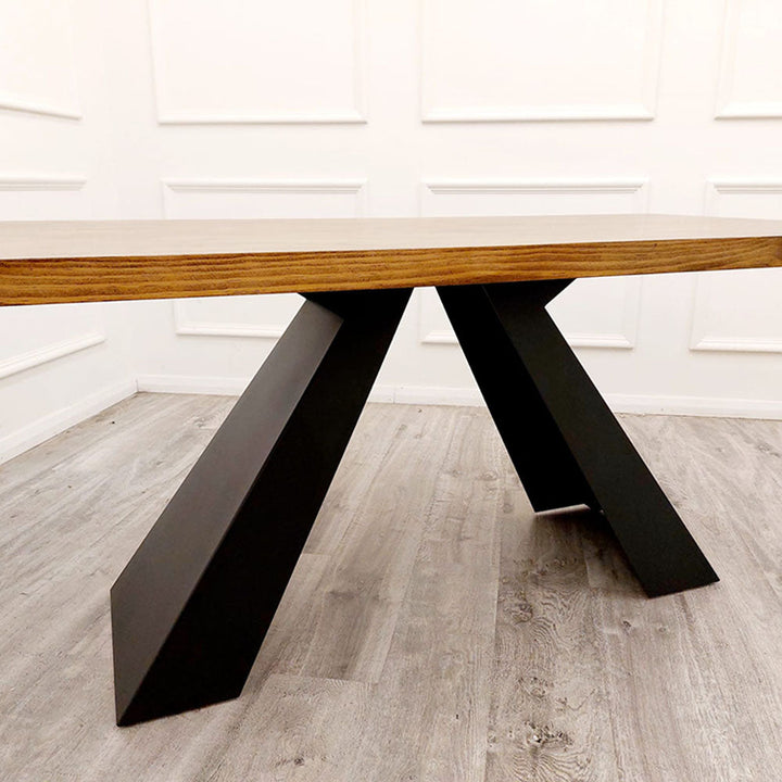 Axel 1.8 Dining Table Solid wood top with Matt Black Metal Legs Modern Art Deco Style - Estelle Decor