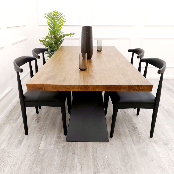 Axel 1.8 Dining Table Solid wood top with Matt Black Metal Legs Modern Art Deco Style - Estelle Decor