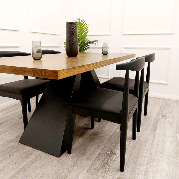 Axel 1.8 Dining Table Solid wood top with Matt Black Metal Legs Modern Art Deco Style - Estelle Decor