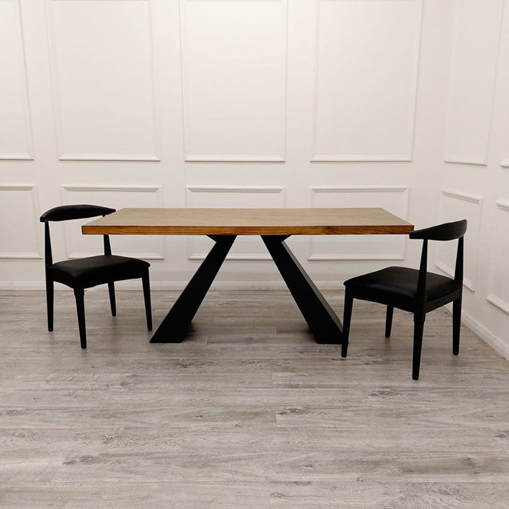 Axel 1.8 Dining Table Solid wood top with Matt Black Metal Legs Modern Art Deco Style - Estelle Decor