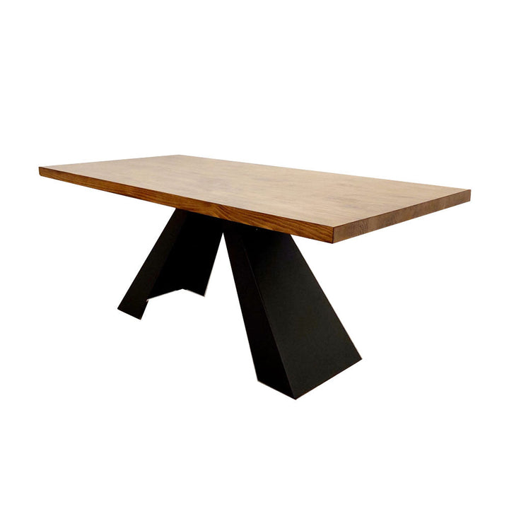 Axel 1.8 Dining Table Solid wood top with Matt Black Metal Legs Modern Art Deco Style - Estelle Decor