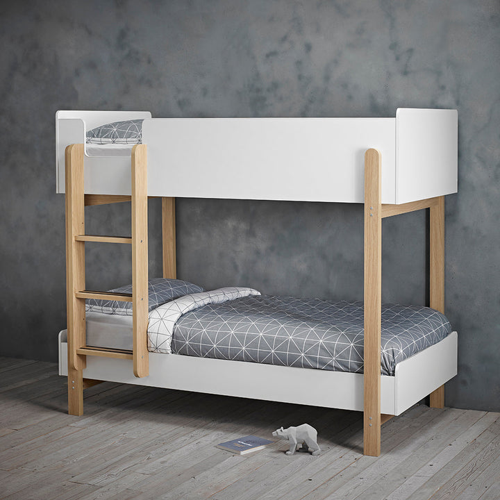 Hero Childrens Wooden Bunk Bed White and Grey - Estelle Decor