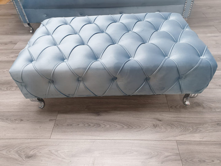 Chesterfield Upholstered Footstool - Estelle Decor