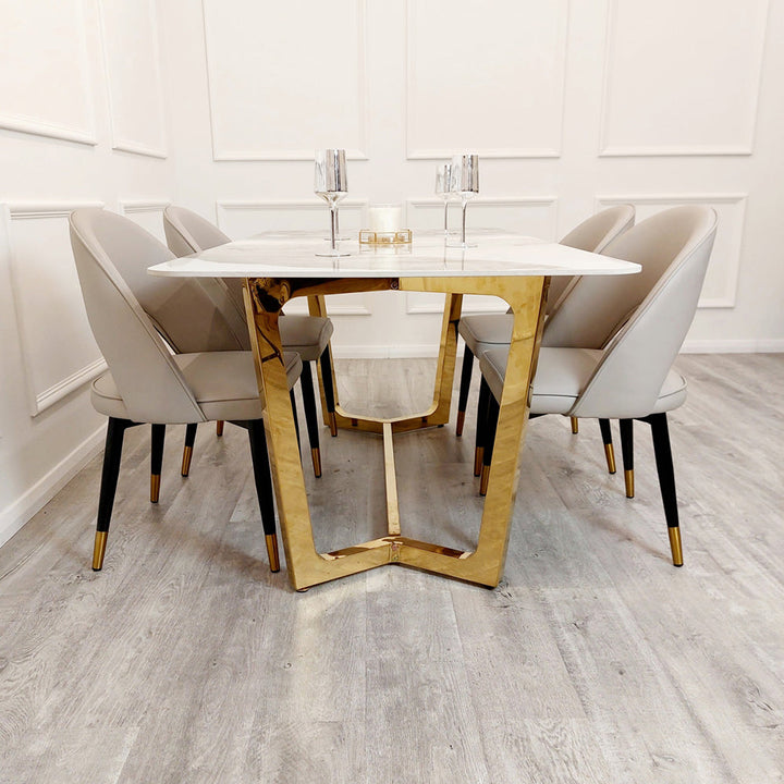 Lucien 1.8 Gold Dining Table with Pandora Gold Sintered Stone Top - Estelle Decor