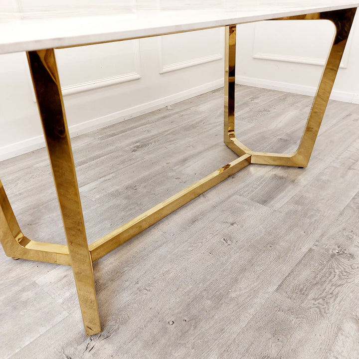 Lucien 1.8 Gold Dining Table with Pandora Gold Sintered Stone Top - Estelle Decor