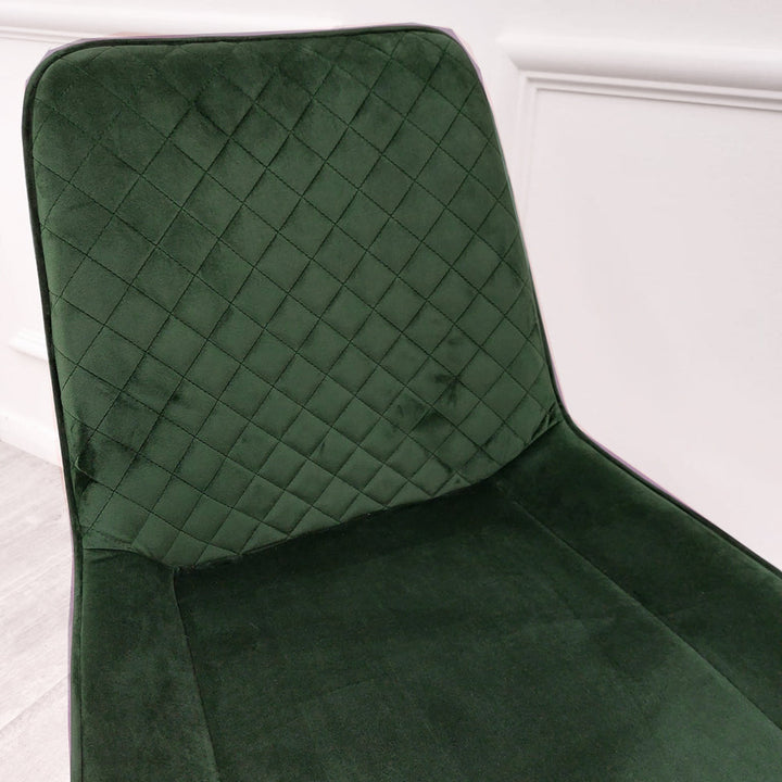 Luna Velvet Quilted Dining Chair Black, Green, Grey, Teal, Cream and Navy - Estelle Decor