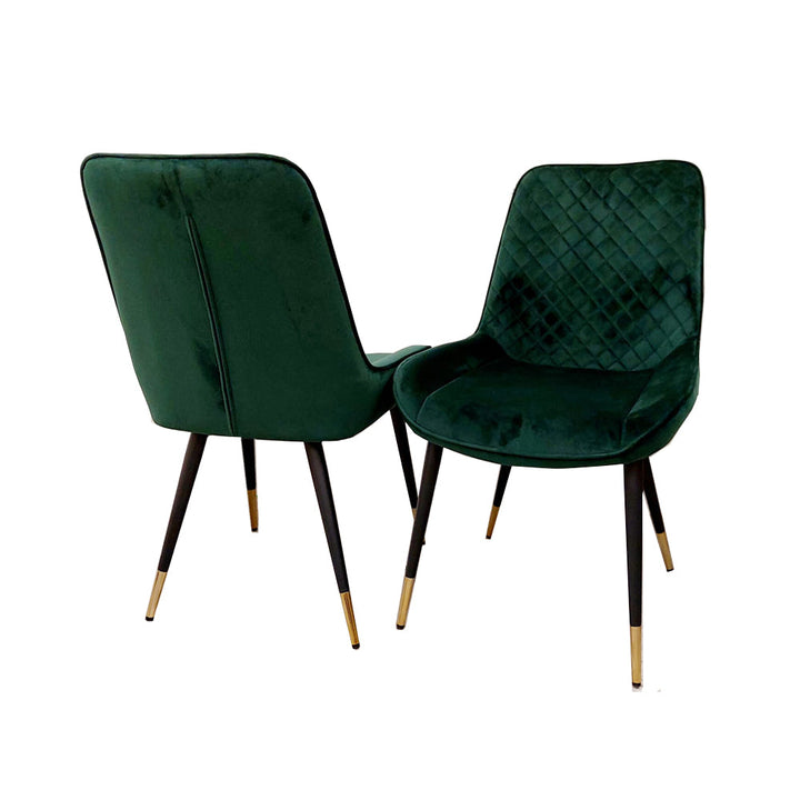 Luna Velvet Quilted Dining Chair Black, Green, Grey, Teal, Cream and Navy - Estelle Decor