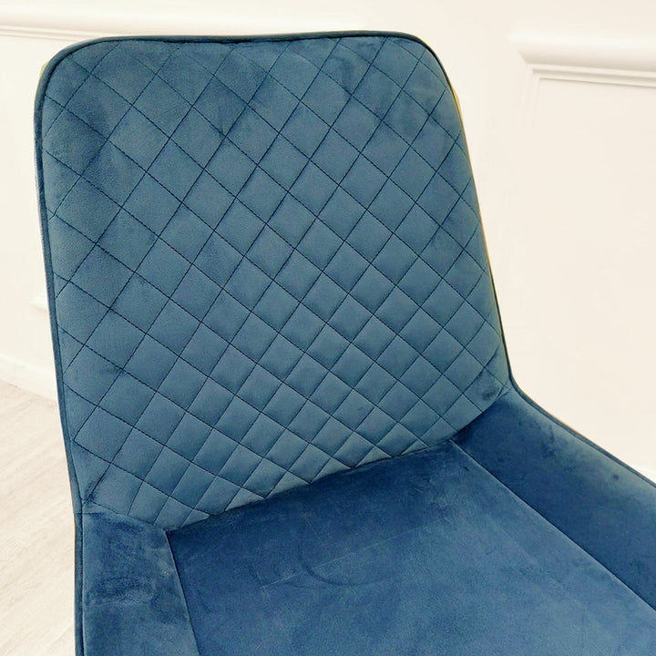 Luna Velvet Quilted Dining Chair Black, Green, Grey, Teal, Cream and Navy - Estelle Decor