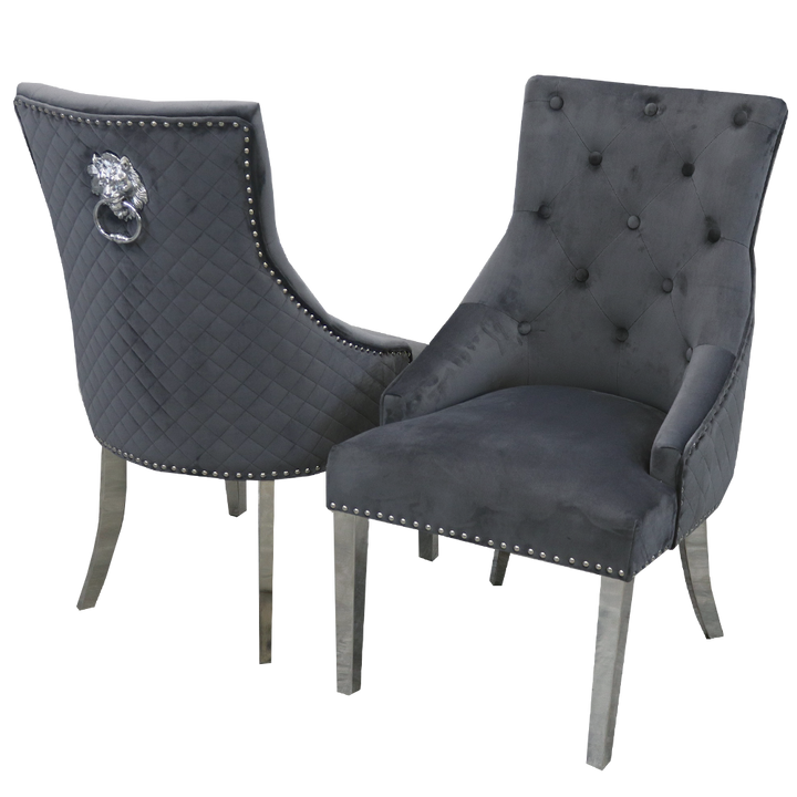 Bentley Upholstered lion knocker  Dining Chair - Estelle Decor