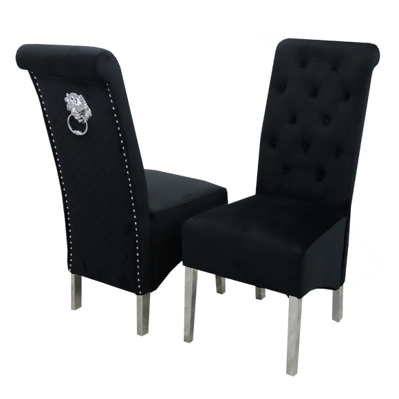 Emma Tall lion knocker upholstered Velvet Dining Chair Estelle Decor