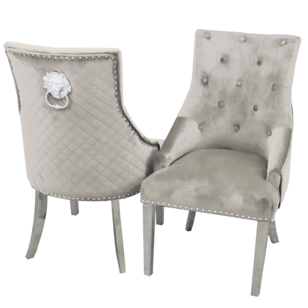 Bentley Upholstered lion knocker  Dining Chair - Estelle Decor