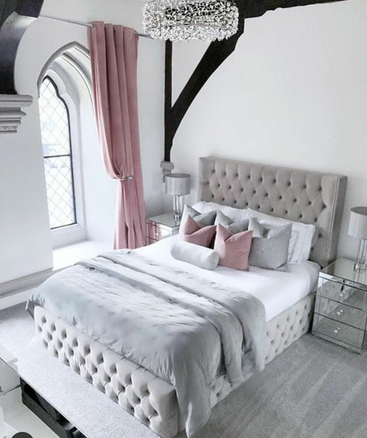 Kensington Wing back studded Bed Frame. - Estelle Decor