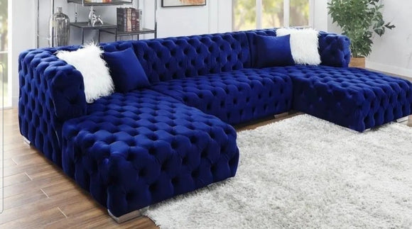 Luxury Chesterfield modular upholstered U shape sofa - Estelle Decor
