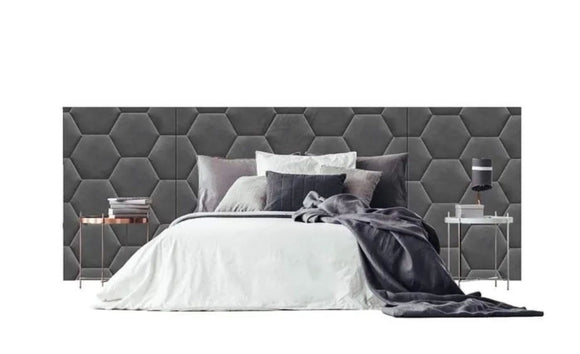 Windsor Hexagonal Design Extra Wide Headboard Bed Frame - Estelle Decor