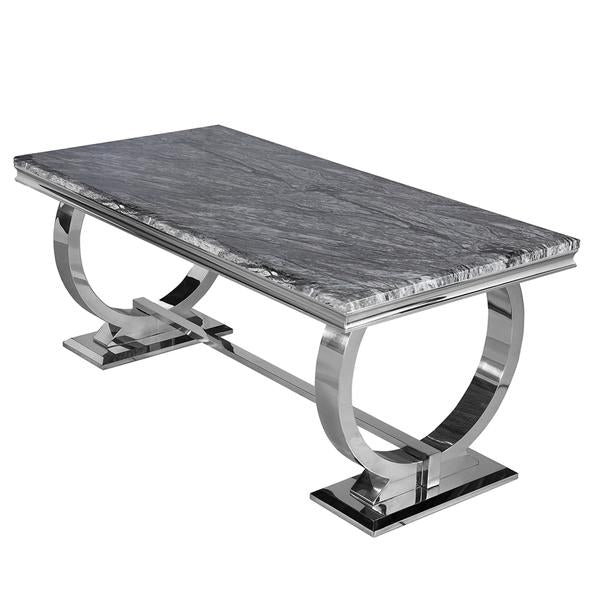 Arriana Marble Top Dining table with Circular Metal Stands - Estelle Decor