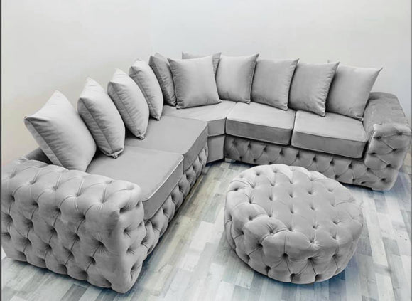 Ashley Chesterfield Upholstered Velvet Scatter back Cushion Sofa - Estelle Decor