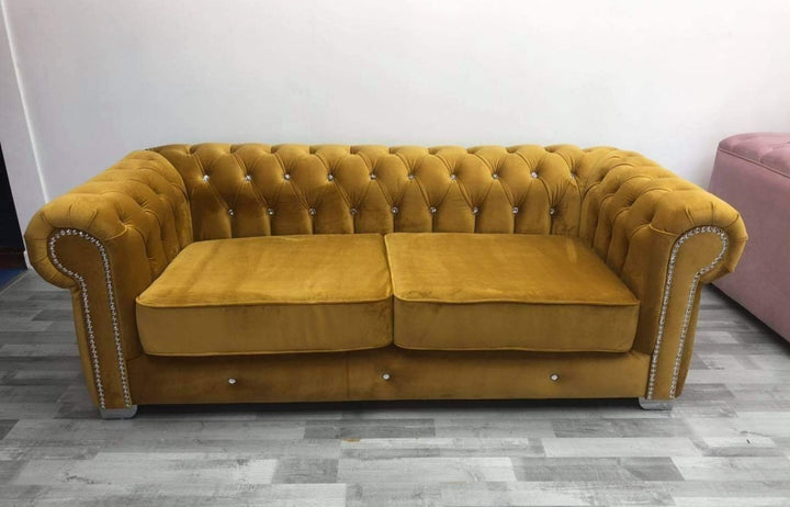 Chesterfield Upholstered Velvet Arena Sofa - Estelle Decor