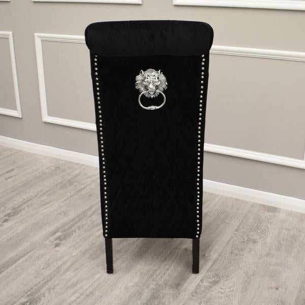 Emma Tall lion knocker Velvet  Dining Chair - Estelle Decor