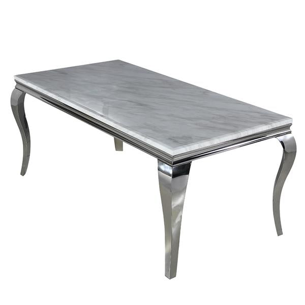 Louis Marble top Dining Table with Long Metal legs - Estelle Decor