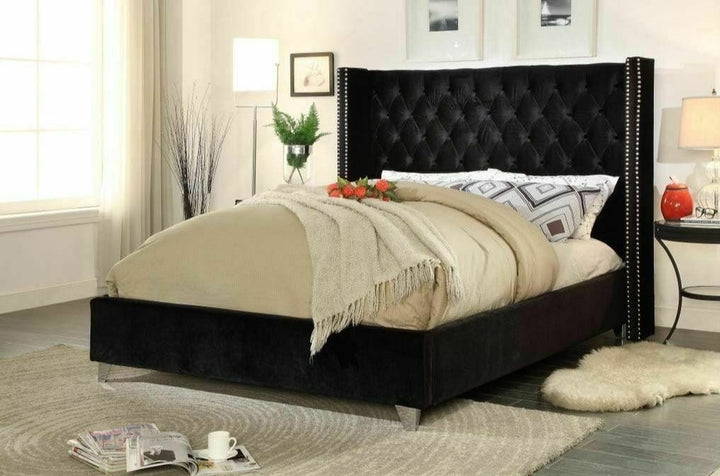 Admiral Thick Wing Back Studded Nail Detail Bed Frame - Estelle Decor