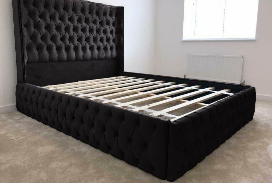 Black studded deals bed frame